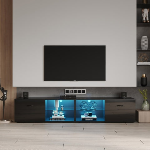 ZUN TV Stand TV cabinet with color-changing LED light for living room W33140092