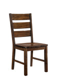 ZUN Walnut Finish Solid wood Industrial Style Kitchen Set of 2 Dining Chairs Slat Back Chairs B01178727