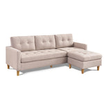 ZUN 87” Wide Modern Convertible Sofa & Chaise, L Shaped Tufted Fabric Couch, Reversible B082111419