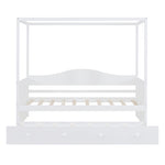 ZUN Twin Size Canopy Day Bed with twin size Trundle, White WF308885AAK