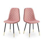 ZUN Pink Velvet Tufted Accent Chairs with Golden Color Metal Legs, Modern Dining Chairs for Living W116464067