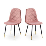 ZUN Pink Velvet Tufted Accent Chairs with Golden Color Metal Legs, Modern Dining Chairs for Living W116464067