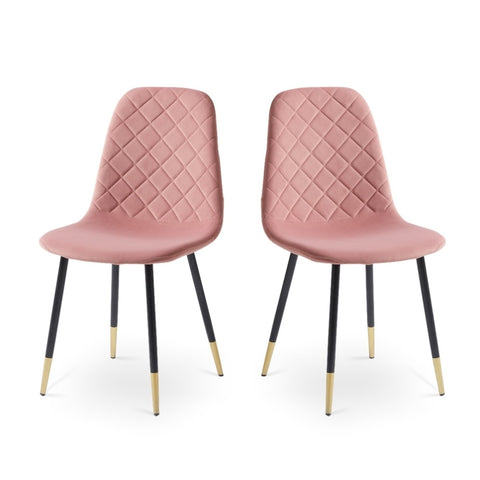 ZUN Pink Velvet Tufted Accent Chairs with Golden Color Metal Legs, Modern Dining Chairs for Living W116464067