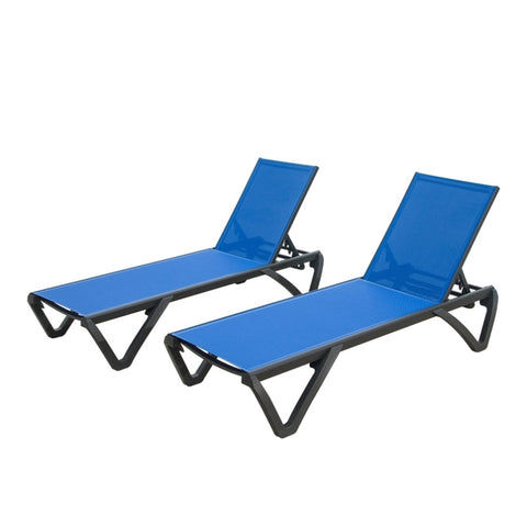 ZUN Patio Chaise Lounge Outdoor Aluminum Polypropylene Chair Poolside Sunbathing Chair with Adjustable W1859109838