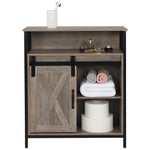 ZUN FCH Retro Style MDF With Triamine Iron Frame Sliding Door Two-Drawing Two-Layer Rack Bathroom 14830639