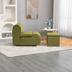 ZUN House hold Accent Chair with Ottoman, Cushioned deep seat no armrest accent single lazy chair for W1588127237