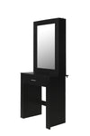 ZUN Vanity Desk with Mirror & Stool, Black Makeup Table with Storage Shelves & Drawer, Vanity Set for W68858690