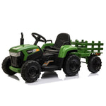 ZUN 12V Kids Ride On Tractor with Trailer, Battery Powered Electric Car w/ Music, USB, Music, LED W2181137374