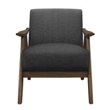 ZUN Modern Home Furniture Dark Gray Fabric Upholstered 1pc Accent Chair Cushion Back and Seat Walnut B01172867