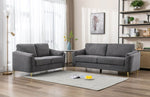 ZUN Contemporary 1pc Sofa Dark Gray with Gold Metal Legs Plywood Pocket Springs and Foam Casual Living B01147215
