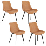 ZUN 4pcs Disassembled PU Iron Pipe Curved Dining Chair Brown 94207997