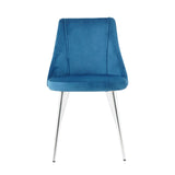 ZUN Modern simple velvet blue dining chair home bedroom stool back dressing chair student desk chair W210112667