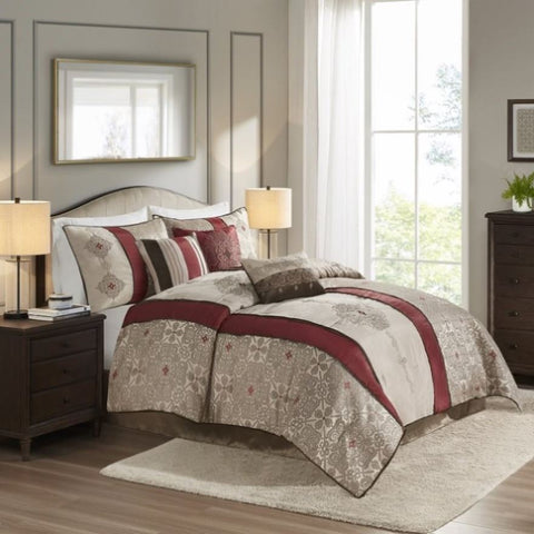 ZUN 7 Piece Jacquard Comforter Set with Throw Pillows B03597223
