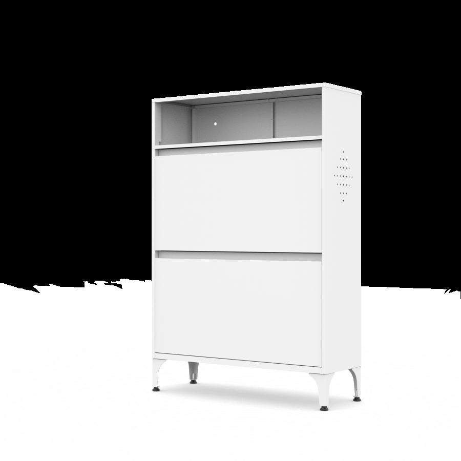 Wooden Shoe Cabinet for Entryway, White Shoe Storage Cabinet with 2 Flip Doors 20.94x9.45x43.11 inch