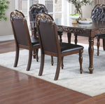 ZUN Majestic Formal Set of 2 Arm Chairs Brown Finish Rubberwood Dining Room Furniture Intricate Design B011138662