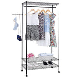 ZUN 3-Tier Closet Organizer Metal Garment Rack Portable Clothes Hanger Home Shelf 99664466