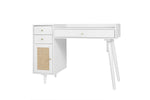 ZUN Makeup Vanity with Drawers, Mid-Century Dressing Table White Wood Desk with Rattan Door W68859254