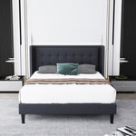 ZUN Molblly Queen Size Bed Frame with Upholstered Headboard, Strong Frame, and Wooden Slats Support, W2276138847