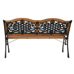 ZUN 49" Garden Bench Outdoor Patio Park Chair Furniture Hardwood Slats Cast Iron Frame 40097071