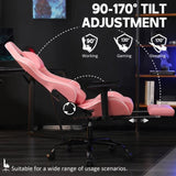 ZUN Ergonomic Gaming Chair with Footrest, Wide Computer Chair for Heavy People, Adjustable Height Office 70194269