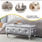 ZUN Upholstered Storage Ottoman Bench For Bedroom End Of Bed Faux Leather Rectangular Storage Benches W2268P146696