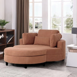 ZUN A 51-inch orange corduroy sofa with two throw pillows, a waist pillow and an extra tray is W1658P143718