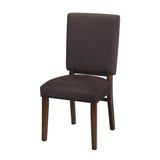 ZUN Chocolate Brown Color Fabric Upholstered Side Chairs 2pc Set Walnut Finish Wooden Frame Dining B01156175