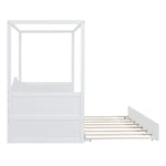 ZUN Twin Size Canopy Day Bed with twin size Trundle, White WF308885AAK