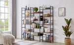 ZUN Triple Wide 5-shelf Bookshelves Industrial Retro Wooden Style Home and Office Large Open W1668102868
