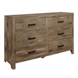 ZUN Rustic Style Dresser w 6 Storage Drawers Weathered Pine Finish Wooden Bedroom Furniture B011134289