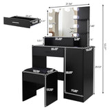 ZUN FCH Large Vanity Set with 10 LED Bulbs, Makeup Table with Cushioned Stool, 3 Storage Shelves 1 30731740
