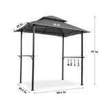 ZUN Outdoor Grill Gazebo 8 x 5 Ft, Shelter Tent, Double Tier Soft Top Canopy Steel Frame with hook 74927494