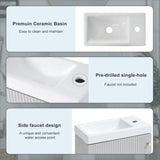 ZUN [Viedo]Contemporary 16" Wall-Mounted Bathroom Vanity Combo Cabinet with Ceramic Basin - Ideal for WF313814AAE