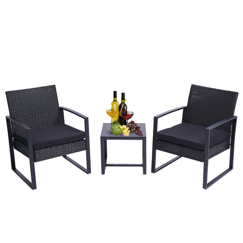 ZUN 3 Pieces Patio Set Outdoor Wicker Patio Furniture Sets Modern Set Rattan Chair Conversation Sets 65596435