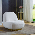 ZUN Modern Velvet Swivel Accent Chair, Swivel Barrel Chair with Gold Finish Stainless Steel Base W1311113500