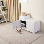 ZUN Wooden shoe storage stool with drawers - white W2181P160397