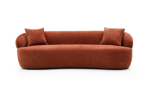 ZUN [NOT AVAILABLE ON WAYFAIR] ORANGE Mid Century Modern Curved Sofa, 3 Seat Cloud couch Boucle sofa W87679950