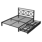 ZUN Metal Platform Bed with 2 Drawers, Queen MF296533AAB