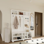 ZUN Hall Tree with Shoe Bench, Coat Rack ,Shoe Storage ,Storage Shelves and Pegboard, for Hallways, W757P148146
