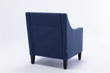 ZUN COOLMORE accent armchair living room with nailheads and solid wood legs Navy linen W39536940