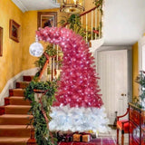 ZUN 6FT Hinged Fir Artificial Fir Bent Top Christmas, Xmas Bendable Santa Hat Style Christmas PX292920AAJ