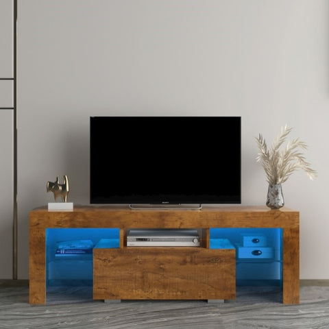 ZUN TV Stand with LED RGB Lights,Flat Screen TV Cabinet, Gaming Consoles - in Lounge Room, Living Room W33134758