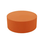 ZUN Stylish Round MDF Coffee Table with Handcraft Relief Design φ35.43inch, Bright Orange W87676998