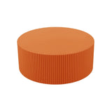 ZUN Stylish Round MDF Coffee Table with Handcraft Relief Design φ35.43inch, Bright Orange W87676998