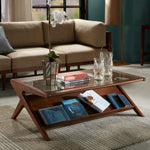 ZUN Rocket Coffee Table w/Tempered Glass B03548489