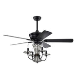 ZUN 52 Inch Crystal Chandelier Fan with Lights and Remote Control, Modern Ceiling Fan with Dual Finish W1592P152753