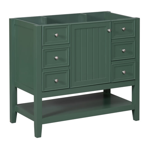 ZUN 36" Bathroom Vanity without Sink, Cabinet Base Only, One Cabinet and three Drawers, Green WF306244AAG