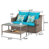 ZUN Patio Conversation Furniture Sets 1piece double sofa and 1piece rectangle coffee table W1828105196