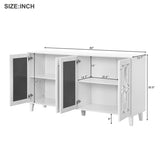 ZUN ON-TREND Buffet Cabinet with Adjustable Shelves, 4-Door Mirror Hollow-Carved TV stand for TVs Up to WF314484AAK