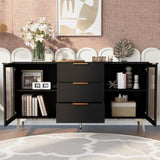ZUN Featured Two-door Storage Cabinet with Three Drawers and Metal Handles , Suitable for Corridors, WF308421AAB